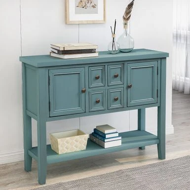 Moda Cambridge Series Buffet Sideboard Console Table With Bottom Shelf - Dark Blue 4 Moda Cambridge Series Buffet Sideboard Console Table With Bottom Shelf - Dark Blue - Image 2