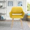 Modern Open Back Upholstered Dining Chair With Wood Legs - Yellow -Gourmet Interiors 9f03eadf 3691 40d8 94bb e56534e4058b
