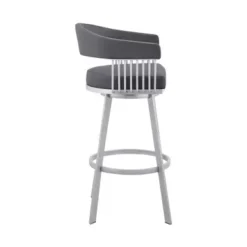 Chelsea 29" Slate Grey Faux Leather And Silver Metal Bar Stool -Gourmet Interiors 9f4cad9c 3967 4df2 bec7 f1f892875428