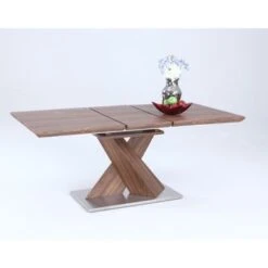 Somette Bethal Chrome-finished Metal And Wood Dining Table - Brown/Chrome - 36"x 56" - 36"x 56" - Walnut -Gourmet Interiors 9f8b8f67 f43f 4fde b34b ceed894799b7