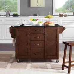 Eleanor Black Granite Top Kitchen Cart - Kitchen Cart -Gourmet Interiors 9fd8bc90 4b6e 4c6e b9db 71a4d0c5b87a