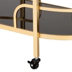 Baxton Studio Leighton Contemporary Glam And Luxe Gold Metal And Tempered Glass 2-Tier Wine Cart - Gold -Gourmet Interiors a00a7ed3 241d 4ce4 acae 6c280fbd0a4a