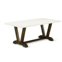 East West Furniture Kitchen Set, A Rectangular Table And Kitchen Chairs With Linen Fabric Seat (Pieces Option) - V727MZN32-6 -Gourmet Interiors a041b2e4 8c98 43d6 bbd2 54f5346e616b