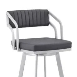 Capri 26" Swivel Slate Grey Faux Leather And Silver Metal Bar Stool -Gourmet Interiors a0639f72 14bd 445e 9e28 c8ae77200625