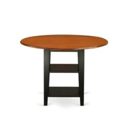 Sudbury Dining Set - A Round Kitchen Table And Dinette Chairs - Black And Cherry Finish (Pieces & Seat Type Options) - SUAN5-BCH-W -Gourmet Interiors a0d2c0df 3e68 404e 9d76 2a502312a1d1