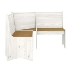 Living Essentials By Hillsdale Gablewood Wood L-Shaped Dining Nook, Washed White With Honey Tops - 28.75H X 39.25W X 23.5D - Washed White W/ Honey Tops -Gourmet Interiors a1219009 0c99 4421 8d7b 0fb33ce322dc