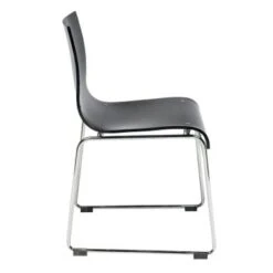 LeisureMod Moreno Modern Acrylic Dining Side Chair With Chrome Base - Black -Gourmet Interiors a1479932 8674 4e46 bce9 4957bce072df