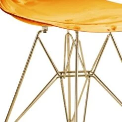 LeisureMod Cresco Plastic Dining Chair With Eiffel Gold Legs Set Of 2 - Clear -Gourmet Interiors a1c6eb90 509b 4df0 ae3b d0598454edfc