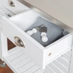 Eileen Rolling Kitchen Cart With Storage - Kitchen Cart - Stainless Steel - Grey -Gourmet Interiors a1eeba0e 5383 4d60 b653 4ecd0a397199