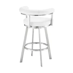 Nolagam Swivel Bar Stool In Brushed Stainless Steel With White Faux Leather -Gourmet Interiors a1f6d1cd a369 43b5 a136 4fa55ef22b62