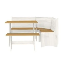 Living Essentials By Hillsdale Gablewood Wood L-Shaped Dining Nook, Washed White With Honey Tops - 28.75H X 39.25W X 23.5D - Washed White W/ Honey Tops -Gourmet Interiors a250b756 fddd 42dd 8974 7fa1ae5d2516