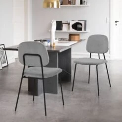 Lucy Grey Velvet And Metal Dining Room Chairs - Set Of 2 - Set Of 2 - Grey - Dining Height -Gourmet Interiors a2f58f84 da22 4d4a a300 52c129dd6c21