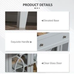 HOMCOM Kitchen Cabinet, Storage Cabinet, Sideboard Floor Accent Cabinet W/ 2 Glass Doors, Drawer & Adjustable Shelves - Off-white -Gourmet Interiors a32b0c72 7a29 4081 82cc c829f4ff9e84