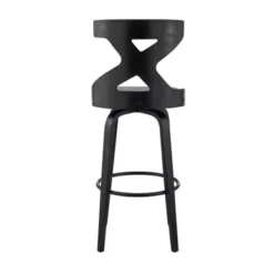 Gayle 26" Swivel Cross Back Grey Faux Leather And Black Wood Bar Stool -Gourmet Interiors a3c6000b eb73 426c ac14 28d9c3917139