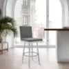 Rochester 26" Swivel Modern Brushed Stainless Steel And Grey Faux Leather Bar Stool -Gourmet Interiors a41c9a8b a987 477b 905d 2d29af51ed73