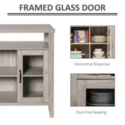 HOMCOM Farmhouse Sideboard Buffet Cabinet, Coffee Bar Cabinet With Storage Shelves, Kitchen Cabinet With 2 Framed Glass Doors - White 30 HOMCOM Farmhouse Sideboard Buffet Cabinet, Coffee Bar Cabinet With Storage Shelves, Kitchen Cabinet With 2 Framed Glass Doors - White -Gourmet Interiors a478a29e 4820 4297 9c2a d3ae690b2c97
