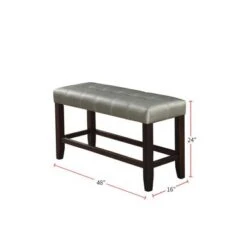 Faux Leather Wood High Bench - Silver -Gourmet Interiors a47c9911 fbc4 49d0 8065 0124d9f88552
