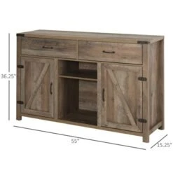 HomCom Wooden Farmhouse Sideboard Storage Buffet Cabinet - White -Gourmet Interiors a49b59df c658 470d 9a20 9eec0cda2431