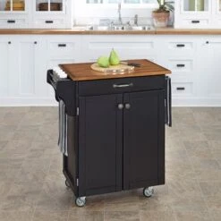 Copper Grove Hilo Black Finish Wood Cuisine Cart - Kitchen Cart - Black - Wood