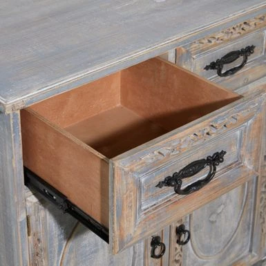 Gray Wood Intricately Carved Vintage Cabinet - Grey - Dresser 17 Gray Wood Intricately Carved Vintage Cabinet - Grey - Dresser - Image 15