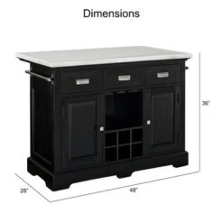 Porch & Den Ariana Marble Top Kitchen Island - Ebony -Gourmet Interiors a4b61113 11f9 4ec6 b5e0 0f8933b74a84