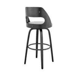 Julius 26" Gray Faux Leather And Black Wood Bar Stool -Gourmet Interiors a4c1b7d4 4140 461e b217 864c551b20c7