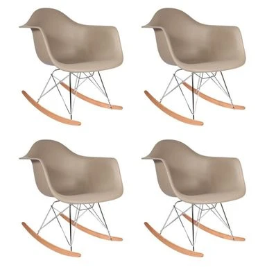 Porch & Den Old Weir Mid-Century Bucket Eiffel Style Rocking Dining Chair (Set Of 4) - Taupe 3 Porch & Den Old Weir Mid-Century Bucket Eiffel Style Rocking Dining Chair (Set Of 4) - Taupe