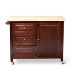 Copper Grove Macaulay Natural Rubberwood Rolling Kitchen Island Cart - White -Gourmet Interiors a535a44d 4473 4fc5 81e3 e1cdac1e8972