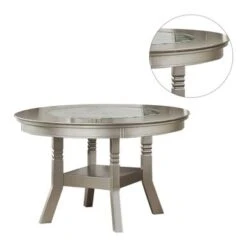 Dining Table With Glass Inserted Top In Antique Silver - Rectangle Top -Gourmet Interiors a572d68d 438d 4652 9b24 87c7883ece68