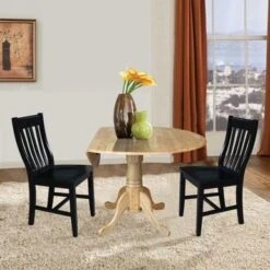 42 In Dual Drop Leaf Dining Table With 2 Dining Chairs - 3 Piece Dining Set - Natural Table/black Chairs -Gourmet Interiors a57a60b8 e5b7 4dfa 884a 66110fdfc84c