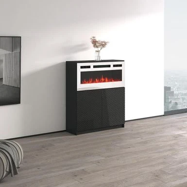 Carla 01 WH-EF Electric Fireplace Sideboard - Black 5 Carla 01 WH-EF Electric Fireplace Sideboard - Black - Image 3