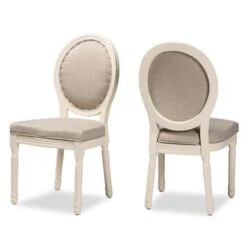 Baxton Studio Louis Traditional & French Inspired Wood Dining Chair Set(2PC) - Grey, White