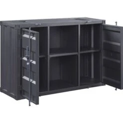 Metal Frame Server With 2 Open Compartments In White Finish - White -Gourmet Interiors a5bea9d5 4b7b 4c3c b926 7d5dde5488bc