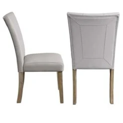 Set Of 2 Dining Chair In Tufted Gray Leatherette And Oak Finish - Gray And Oak -Gourmet Interiors a5d616c8 74a5 4d9f b784 accfb335bb05