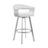 Bronson 29" White Faux Leather And Brushed Stainless Steel Swivel Bar Stool -Gourmet Interiors a5d8e60e 8cdd 4d26 b31c ef95fbe042c6