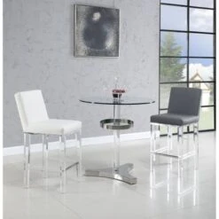 Somette 4304 Glass And Acrylic Counter Table - Silver - Silver -Gourmet Interiors a5edc73f 2e98 4baf 8a94 a5ba59ef2ee7