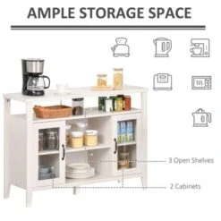 HOMCOM Farmhouse Sideboard Buffet Cabinet, Coffee Bar Cabinet With Storage Shelves, Kitchen Cabinet With 2 Framed Glass Doors - White 19 HOMCOM Farmhouse Sideboard Buffet Cabinet, Coffee Bar Cabinet With Storage Shelves, Kitchen Cabinet With 2 Framed Glass Doors - White -Gourmet Interiors a6198015 4d4a 4b85 88b1 2c68f12eed0c
