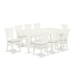 Wood Dining Table Set - A Butterfly Leaf Dining Table And Kitchen Chairs - Linen White Finish (Pieces & Seat Type Options) - DOVA5-LWH-C -Gourmet Interiors a6a37f6b 43eb 4b6c b319 488e5f894fd7
