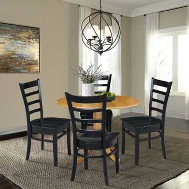 42 In Dual Drop Leaf Dining Table With 4 Dining Chairs - 5 Piece Dining Set - Oak Table/black Chairs 8 42 In Dual Drop Leaf Dining Table With 4 Dining Chairs - 5 Piece Dining Set - Oak Table/black Chairs - Image 6