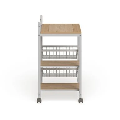 Coaster Furniture Kelvin Natural Brown And White 2-shelf Kitchen Cart - Microwave Cart - White - Wood 6 Coaster Furniture Kelvin Natural Brown And White 2-shelf Kitchen Cart - Microwave Cart - White - Wood - Image 4