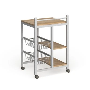Coaster Furniture Kelvin Natural Brown And White 2-shelf Kitchen Cart - Microwave Cart - White - Wood 7 Coaster Furniture Kelvin Natural Brown And White 2-shelf Kitchen Cart - Microwave Cart - White - Wood - Image 5