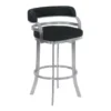 Prinz 30" Bar Height Swivel Black Faux Leather And Brushed Stainless Steel Bar Stool -Gourmet Interiors a7facea1 16d6 495b 871c 6bcc761c360c