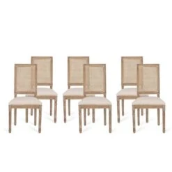 Regina French Country Wood And Cane Upholstered Dining Chair (Set Of 6) By Christopher Knight Home - Black + Gray -Gourmet Interiors a8208aa1 db7f 42a9 a111 5671fe27ec69