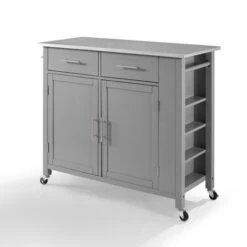 Savannah Stainless Steel Top Full-Size Kitchen Island/Cart - 37"H X 42"W X 18.25"D - Kitchen Cart - Stainless Steel - Grey -Gourmet Interiors a82ef88c 4a90 4df2 bd62 98f865455802