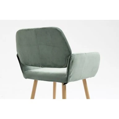 Modern Open Back Upholstered Dining Chair With Wood Legs - Green 5 Modern Open Back Upholstered Dining Chair With Wood Legs - Green - Image 3
