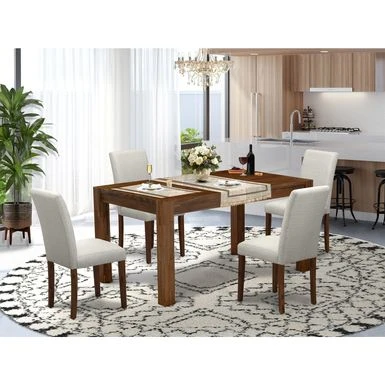 Modern Dining Table Set - Dining Chairs With Fabric Seat & Wood Dining Table - Antique Walnut Finish (Pieces Options) - CNAB7-N8-05 4 Modern Dining Table Set - Dining Chairs With Fabric Seat & Wood Dining Table - Antique Walnut Finish (Pieces Options) - CNAB7-N8-05 - Image 2