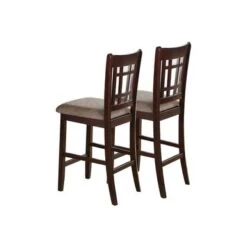 Height Chair With Beige Upholstered Seat, Set Of 2, Brown - Set Of 2 - Counter Height -Gourmet Interiors a85e00d1 9fa7 4e0d 9a48 c7d3ad937dd0