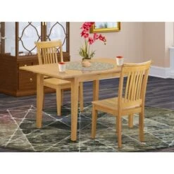 East West Furniture Dinette Table Set - Dining Table And Kitchen Dining Chairs - Oak Finish (Pieces & Seat Type Options) - NOPO3-OAK-W