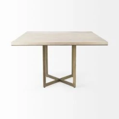 Faye I Grey Solid Wood W/Gold Metal Base Dining Table - Square - Medium Brown 21 Faye I Grey Solid Wood W/Gold Metal Base Dining Table - Square - Medium Brown -Gourmet Interiors a89b6560 66c1 48f6 879f e5a34b0eee01