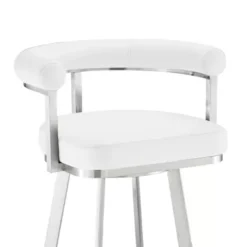 Nolagam Swivel Bar Stool In Brushed Stainless Steel With White Faux Leather -Gourmet Interiors a918f636 9f29 4c28 817c 054924824f9b